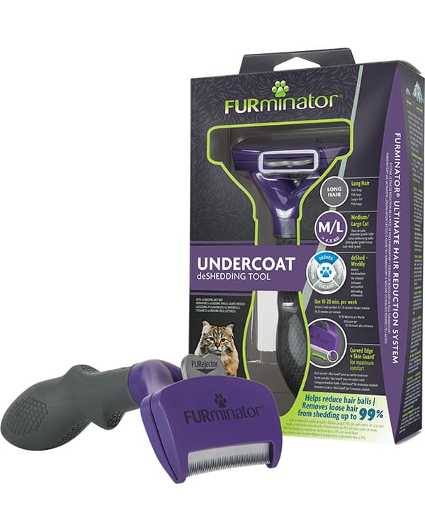 FURminator kaķiem Long Hair M/L pavilnas ķemme garspalvainiem kaķiem virs 4.5 kg